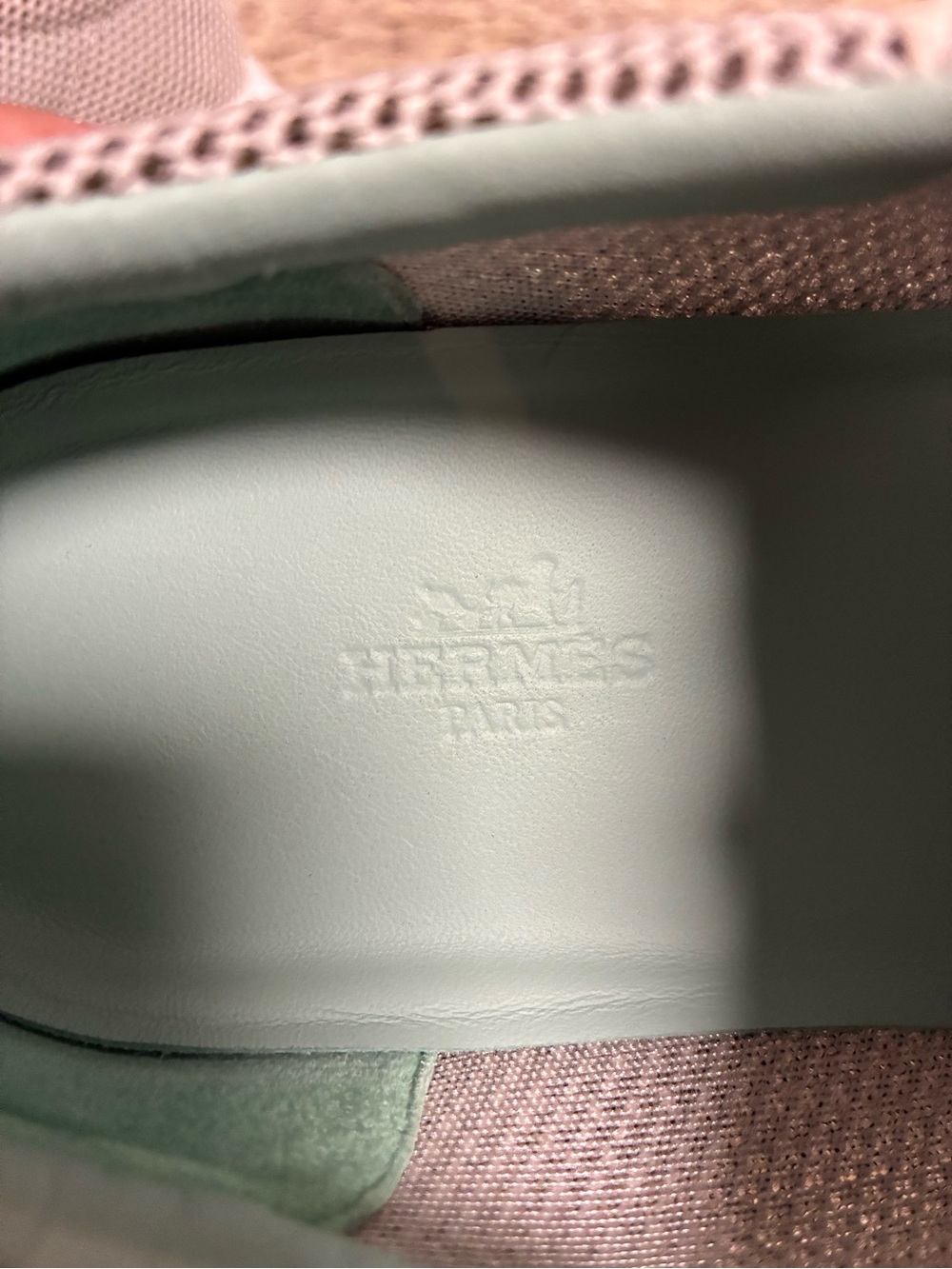 Hermès Women’s Bouncing Sneakers in a green and white Canvas and Suede - Picture 12 of 15